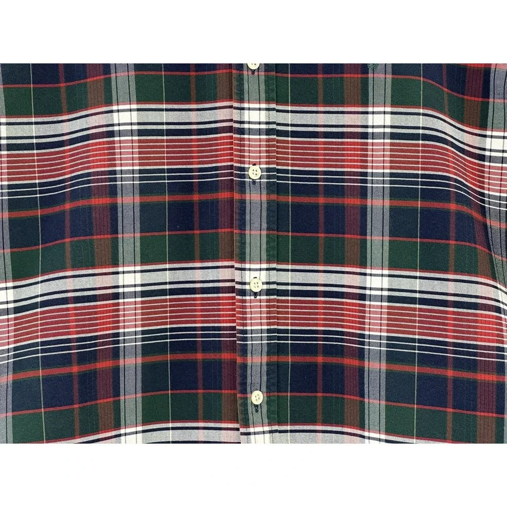 Ralph Lauren Plaid Shirt Mens‎ Medium Green Heavy Cotton Preppy Y2K Polo